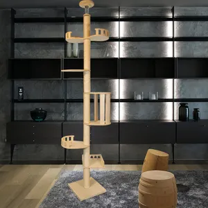 إطار خشبي للتسلق ، تصميم مخصص لخدش السيزال ، أبراج لعب جدارية داخلية ، أشجار القطط ،