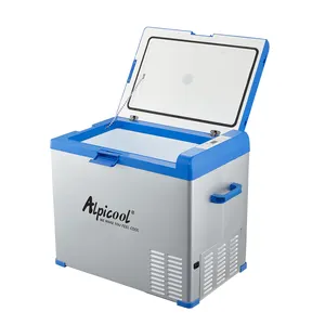 صندوق تبريد معدني أزرق اللون من Alpicool بسعة 40 لترًا ضاغط يعمل بتيار مباشر 12 فولت جهاز تبريد تلقائي مصمم لصيد الأسماك بسعة 25 لترًا