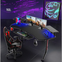 Support de moniteur de table pour ordinateur de jeu RVB à grand angle personnalisé forme d'aile lumière LED de bureau en fibre de carbone matériau métallique durable