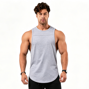Débardeur de sport pour homme à ourlet en arc, séchage rapide, en polyester et coton - Product Image 3