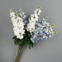 Bunga Delphinium Putih Biru Artificial Berkualitas Tinggi, Laris untuk Dekorasi Pernikahan, Rumah, Taman, dan Meja