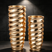 Vases à fleurs dorés et noirs pour la décoration d'hôtel, vase à fleurs haut de gamme, décoration de jardin, grands pots