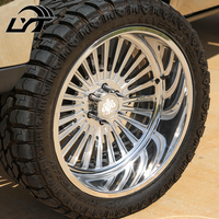 Jantes monobloc forgées monobloc Super Single de 22, 24, 26 pouces, entièrement polies, personnalisées, ET CB, robustes, pour camionnettes tout-terrain