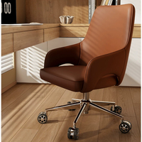 Chaise de bureau en cuir microfibre avec dossier solide et accoudoirs intégrés, chaise de bureau pivotante avec hauteur de siège réglable