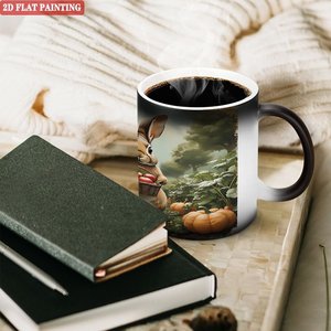 Daily Evening Leisure Hot Drink Mug Frosted Black 11oz <b>Ceramic</b> Heat Color Changing Magic <b>Cup</b> - Product Image 3