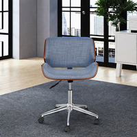 Chaise de bureau pivotante réglable avec structure en bois courbé noyer et revêtement en cuir PU blanc, chaise de salle à manger moderne
