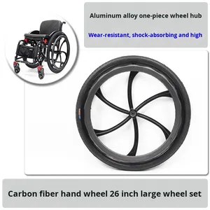Ruota Posteriore in Fibra di Carbonio a 6 Razze da 26'' con Cerchio Pushrim per Sedia a Rotelle, Forniture per Terapia Riabilitativa - Product Image 5