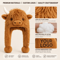 Chapeau en peluche personnalisé en forme de vache des Highlands, fabricant OEM ODM, chapeau d'animal en peluche personnalisé avec longues pattes, haute qualité, vente en gros