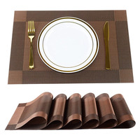 Ensemble de sets de table en PVC tissé de style américain, écologiques et de haute qualité, pour hôtels et restaurants, emballage en sac OPP