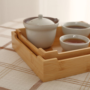 Plateau à thé en bambou rectangulaire, plateau de service pour service à thé Kung Fu, plateau en bois minimaliste pour thé et en-cas - Product Image 4
