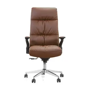 Luxury Modern High Back Black Brown Genuine Leather Office Executive Swivel Chair