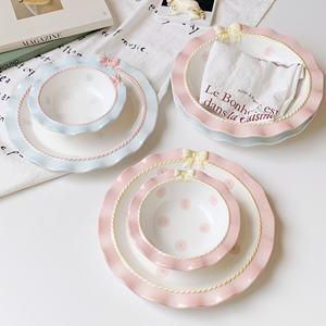 Assiette à dessert en céramique avec nœud mignon, écologique, jetable, peinte à la main, style coréen Instagram, assiette à fruits ronde de 5/8 pouces - Product Image 6