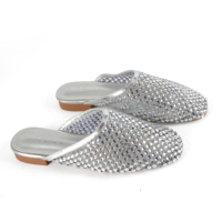 Sandales plates à plateforme pour femmes avec embout orné de diamants