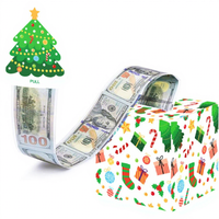 Boîte surprise de Noël pour tirer de l'argent, design créatif sapin de Noël et Père Noël, boîte vide pour cadeaux en espèces, idéale pour les fêtes de fin d'année