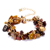 Bracelet bohème coloré en pierres naturelles, fait main, multi-couches, en gravier naturel et cristaux