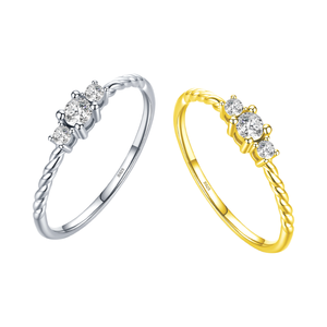 Anillo de Diamantes CZ Radiantes Clásico para Mujer SPJ, Plata de Ley 925 Pura con Rodio, Joyería para Fiesta de Compromiso, Boda, Navidad de Invierno - Product Image 1