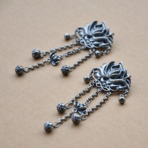 Collier pendentif à fleurs en argent tibétain avec fermeture à bouton, accessoires de bijoux DIY unisexe - Product Image 4