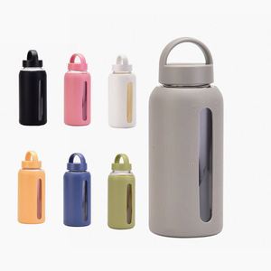 Bouteille d'eau en verre borosilicate givré de 800 ml (27 oz) avec logo personnalisé, sans BPA, compatible lave-vaisselle et micro-ondes, pour usage extérieur, sport et gym - Product Image 1