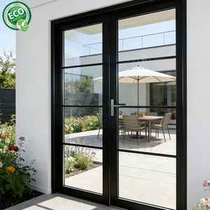 Porte battante en aluminium à rupture de pont thermique en verre trempé personnalisable, double inégal pour usage résidentiel et commercial - Product Image 5