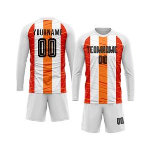 <b>Long</b> Sleeve Stripe Soccer or Jersey Set Football Uniform Breathable Performance Sportswear <b>Match</b> Training Kit Sportwear - Product Image 1