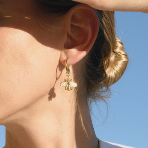 <b>Bee</b> Pendant Earrings 18K Gold Plated Stainless Steel Insect Design Fashion Drop Earrings <b>Gift</b> Jewelry - Product Image 3