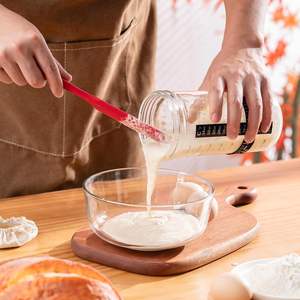 ชุดขวดแก้วสำหรับทำแป้งซาวโดว์แบบใหม่ พร้อมแถบบอกปริมาณแป้ง ที่วัดอุณหภูมิ ที่ขูดแป้ง ผ้าคลุมเย็บติด และอุปกรณ์โลหะ - Product Image 5