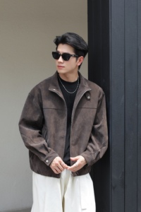 Veste en similicuir vintage à col montant pour homme, tissu de base en viscose enduit PU avec doublure en polyester pour l'automne et le quotidien - Product Image 6