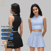 Conjunto Deportivo de Golf sin Mangas Personalizado, Ropa Casual Transpirable y Elástica de 2 Piezas con Falda de Tenis para Mujer con Pantalones Cortos Integrados