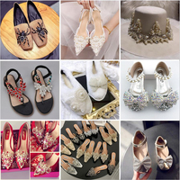 Bricolage 3D à la main perles strass patchs diamant Applique nœud papillon araignée chaussures fleur couture sur cristal Patch pour vêtements