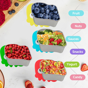 Fiambrera para niños pequeños de 9oZ para guardería, contenedores de alimentos a prueba de fugas de fácil apertura escolar con tapas de silicona, contenedores de aperitivos de acero inoxidable - Product Image 6