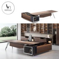 Meubles de bureau commerciaux, bureau de direction moderne en forme de L, bureau de patron de luxe, bureau de PDG en bois, solution de bureau tout-en-un