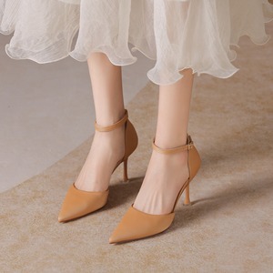 Zapatos de Tacón Alto con Punta en Pico 6333D, Zapatos Formales de Tacón de Aguja con Correa en el Tobillo para Mujer con Cierre de Hebilla - Product Image 1