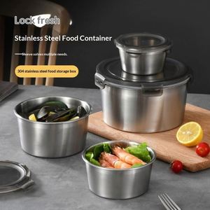 304 Stainless Steel Fresh-Keeping Sealed Lunch <b>Box</b> With Moisture-Proof for Refrigerator <b>Storage</b> <b>Camping</b> & Picnic - Product Image 2