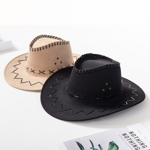 Sombrero Vaquero Retro Estilo Western Marrón Oscuro Unisex para Adultos, Casual, Primavera/Verano, Protección Solar para Exteriores - Product Image 2