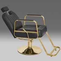 Fauteuil de coiffure haut de gamme en métal et similicuir pour salon de beauté, barbier, équipement de levage, coupe de cheveux, permanente, teinture, shampoing