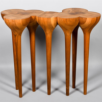 Table console personnalisable en bois brun massif de style chinois-nordique avec 7 pieds Mobilier de salon contemporain