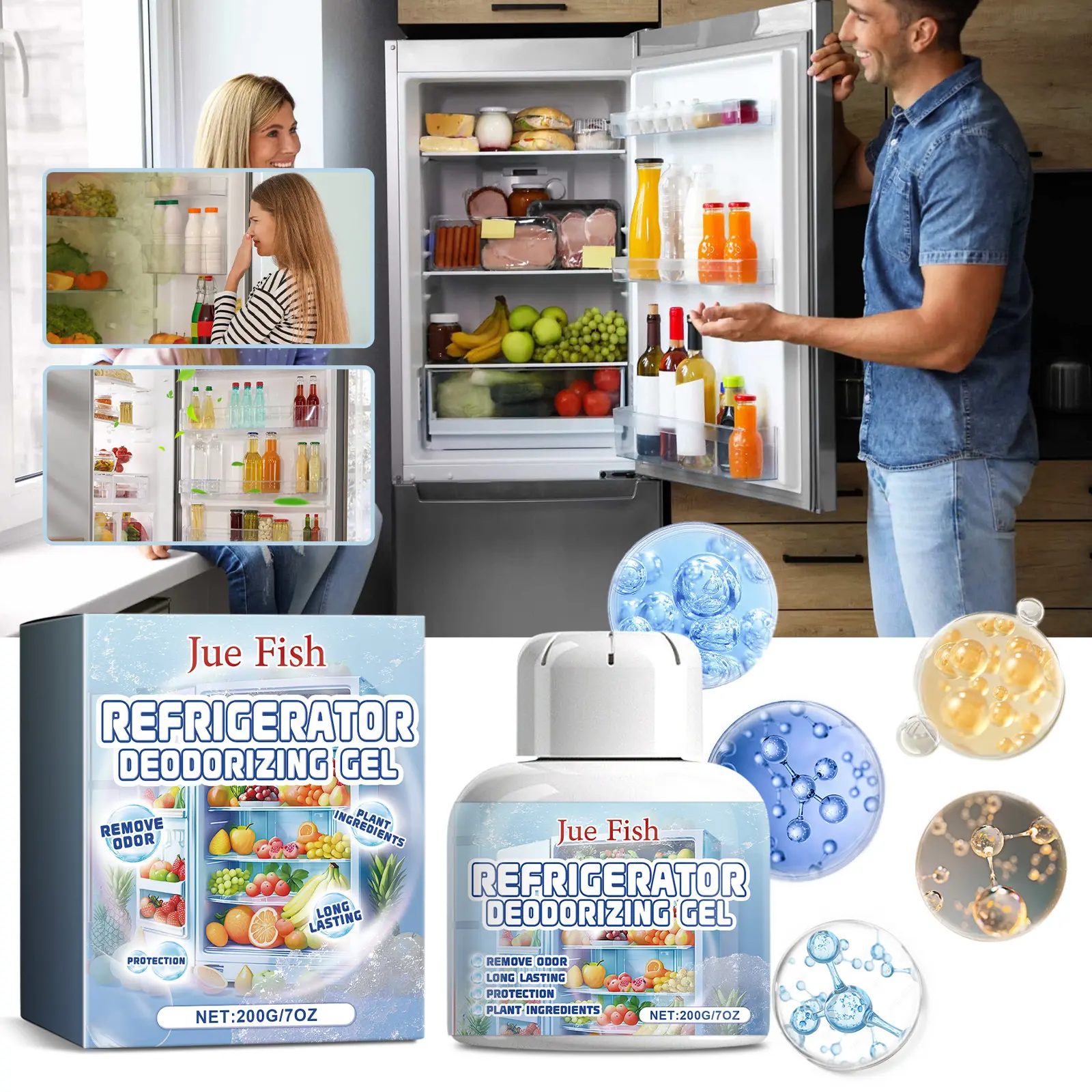 Wholesale household refrigerator anti channeling odor deodorization fresh-keeping cleaning deodorization purification gel