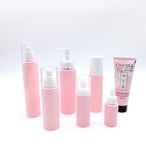 Empty plastic pink body lotion cream bottle packaging cosmetic containers tube cosmetic body mist makeup bottle factory