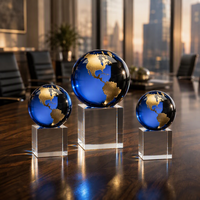 Trophée globe terrestre en cristal K9 personnalisé en gros, base gravée en 3D, cadeau de reconnaissance d'entreprise