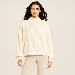 Sudadera de cuello alto extragrande para mujer, de invierno, lisa, con bordado frontal, estampado personalizado, forro polar, OEM, marca privada - Product Image 1