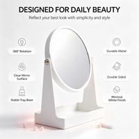 Miroir cosmétique de bureau double face à angle réglable, finition argentée, en métal, grossissement 3x, best-seller du fabricant