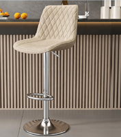 Tabouret de bar en cuir de design nordique pour restaurant, îlot de cuisine, chaise de bar haut de gamme