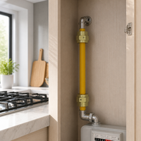 Tuyau flexible en acier inoxydable ondulé revêtu de PE jaune EN15266, flexible pour gaz, 316L SS, CSST pliable pour l'alimentation en gaz des bâtiments