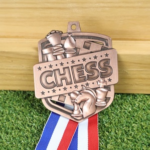 Medaglia per Competizioni di Scacchi Oro Argento Bronzo 123° Posto Premio Scuola Club Rilievo in Fusione Pressionata Logo Personalizzato Vendita all'Ingrosso - Product Image 4