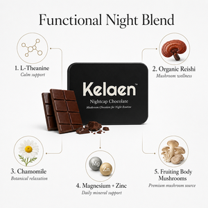 Boîte de chocolat noir aux champignons fonctionnels, faible en sucre et en calories, complément alimentaire à base de plantes pour adultes, apaise le stress et favorise un sommeil réparateur - Product Image 2