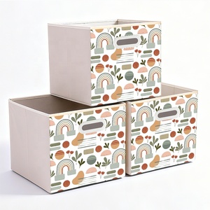 2025 nouveau Style européen 3 Pack ensemble Offre Spéciale usine personnalisé dessin animé Durable imprimé tissu tissu jouet boîte de rangement - Product Image 2