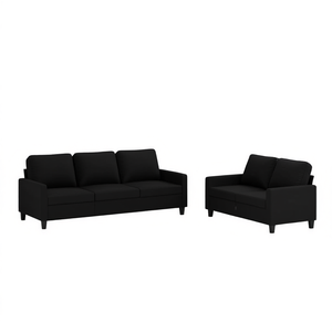 Black <b>Sofa</b> <b>Set</b> 100% Polyester Fabric Living Room Modern Design Furniture - Product Image 1
