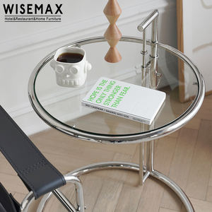 WISEMAX FURNITURE <span class=keywords><strong>tavolino</strong></span> da caffè rotondo in <span class=keywords><strong>vetro</strong></span> da tè di design moderno <span class=keywords><strong>tavolino</strong></span> da <span class=keywords><strong>salotto</strong></span> regolabile in altezza in acciaio inossidabile comodino - Product Image 5