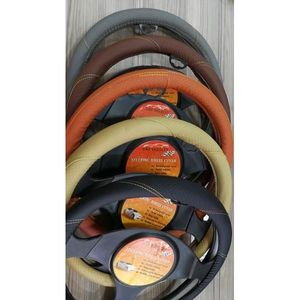 Housse de volant aspect cuir marron, ajustement universel pour voitures et camions - Product Image 1