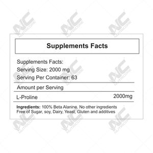 Etiqueta Personalizada de L-Proline en Polvo 2000mg 200g, Suplemento para el Cuidado de la Salud con Certificación GMP para Adultos - Etiquetado Privado de un Proveedor Confiable - Product Image 2